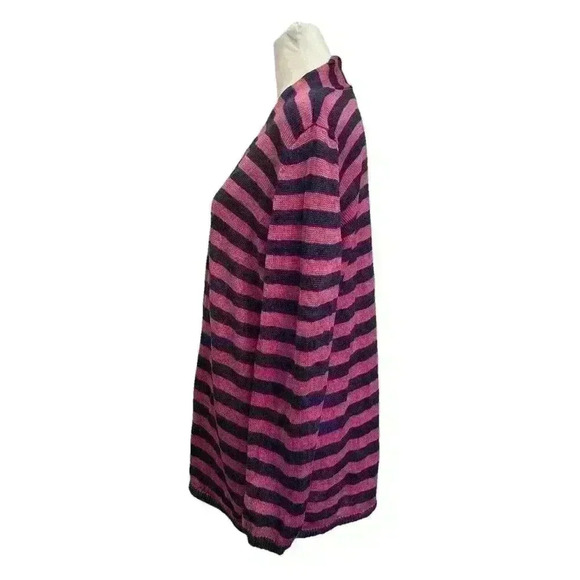 TALBOTS Pink & Blue Stripe Linen Knit Long Sleeve Open Cardigan Sweater Size 1Xp - Picture 2 of 11